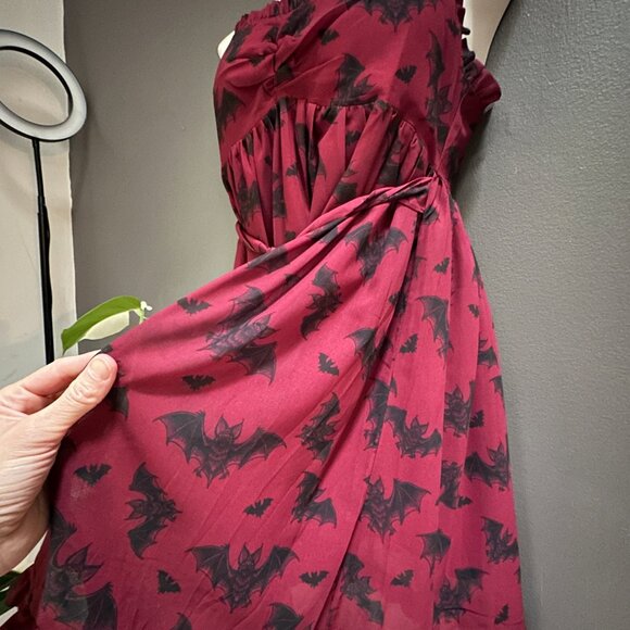 Sourpuss Clothing Bat Attack Dolly Dress Size Small Rockabilly Gothic Bat Print - Picture 8 of 14